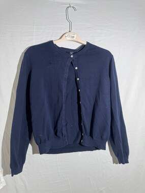 Hunt Club Cardigan Sweater Large Womens Navy Blue 100% Cotton Long Sleeve Button